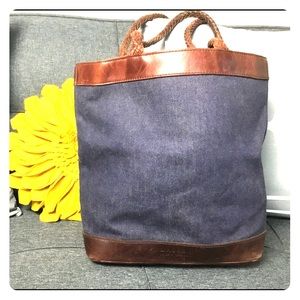 Lauren By Ralph Lauren Denim & Leather Bucket Bag